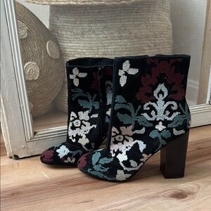 Floral Embroidered Ankle Boots